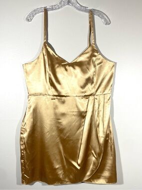 NWT Francesca’s Studio 19 Gold Satin Cami Mini Dress